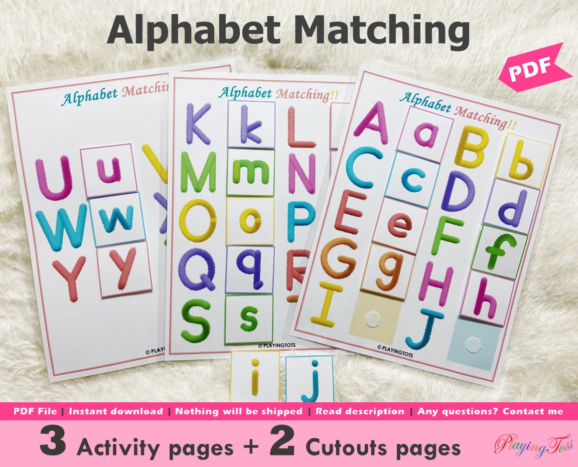 alphabet matching activity printable uppercase and lowercase etsy