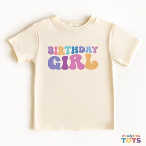 Anniversaire fille t-shirt enfant en bas âge, jolie chemise enfant rétro, t-shirts anniversaire bambin, chemise anniversaire enfant, TT0002 image 2