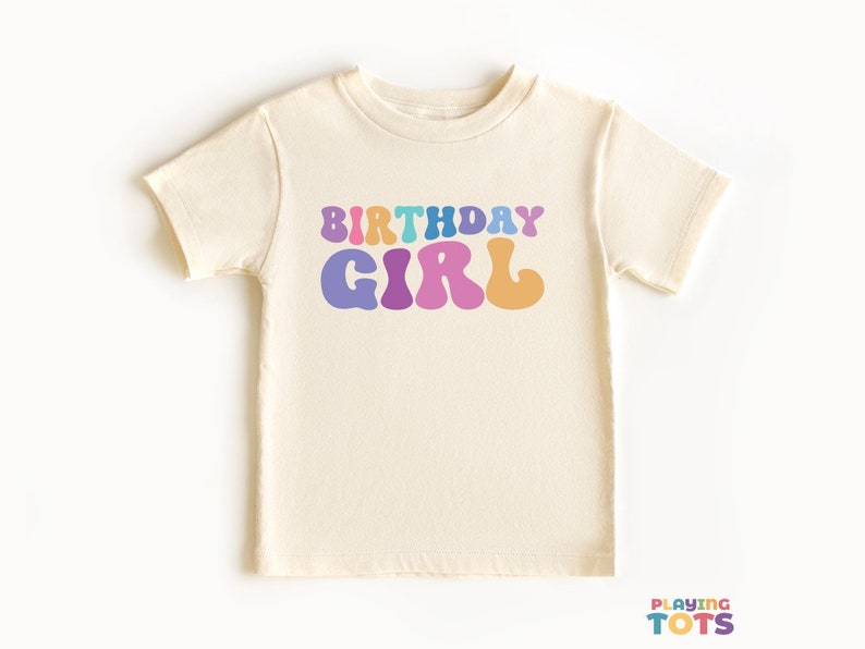 Anniversaire fille t-shirt enfant en bas âge, jolie chemise enfant rétro, t-shirts anniversaire bambin, chemise anniversaire enfant, TT0002 image 2