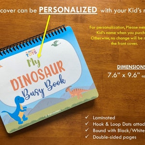 Dinosaur Busy Book, Fully Assembled, Toddler Learning Binder, Fun Quiet Book, Homeschool Binder, Toddler Activity Book, Toddler Worksheet image 2