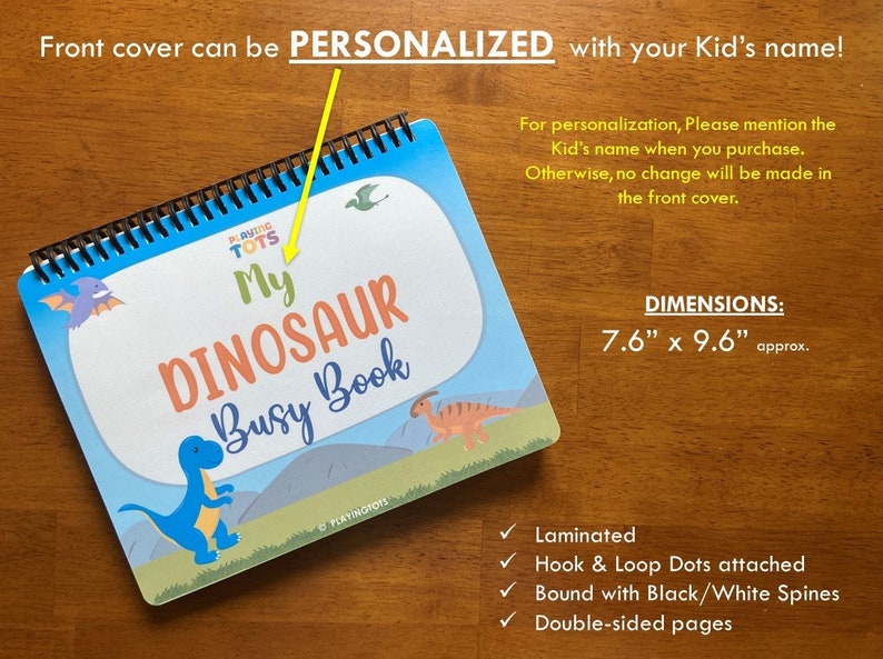 Dinosaur Busy Book, Fully Assembled, Toddler Learning Binder, Fun Quiet Book, Homeschool Binder, Toddler Activity Book, Toddler Worksheet image 2
