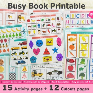 Preschool Learning Binder Printable, Toddler Busy Book, Quiet Book, Toddler Homeschool Binder, Preschool Busy Book, Learning Folder, PreK