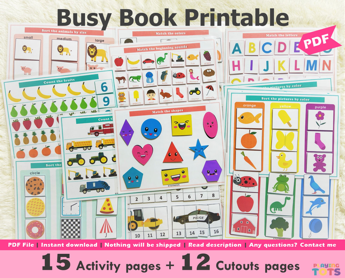 Preschool Learning Binder Printable, Toddler Busy Book, Quiet Book, Toddler Homeschool Binder, Preschool Busy Book, Learning Folder, Prek - Etsy preschool-learning-binder-printable-toddler-busy-book-quiet-book-toddler-homeschool-binder-preschool-busy-book-learning-folder-prek-etsy