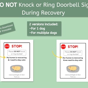 Do NOT Knock Door Sign Dog Stay Calm Human Recovering PDF