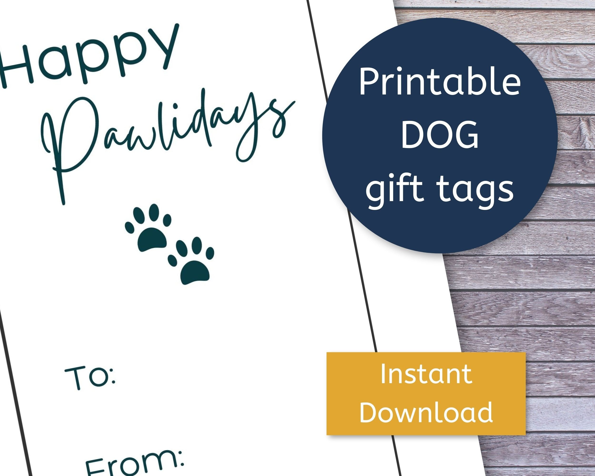 Happy Pawlidays Dog Pawprint Christmas Gift Tags Printable Instant Download