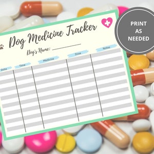 Dog Medicine Tracker Schedule Reminder Log Digital Download Printable ...