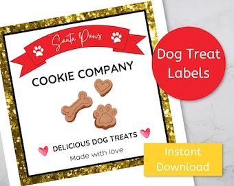 Santa Paws Cookie Company Dog Treat Gift Label Tag Printable