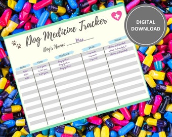 Dog Medicine Tracker Schedule Reminder Log Digital Download Printable