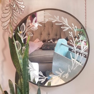 Floral Etched Mirror