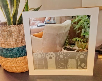 Etched Cats Paws-up Mirror