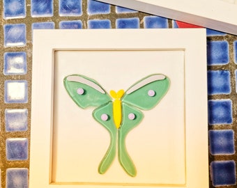 Luna Moth fused Glass Tile