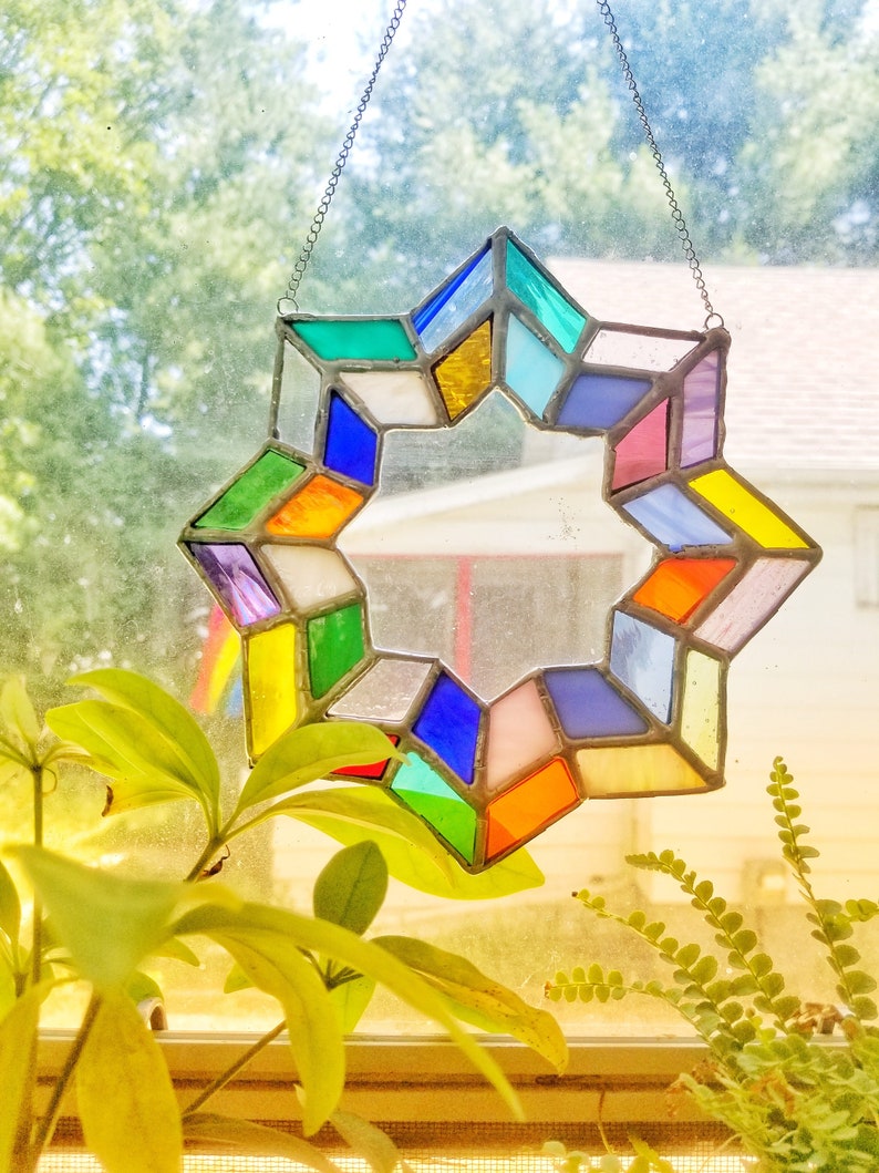 Stained Glass Star Suncatcher Etsy