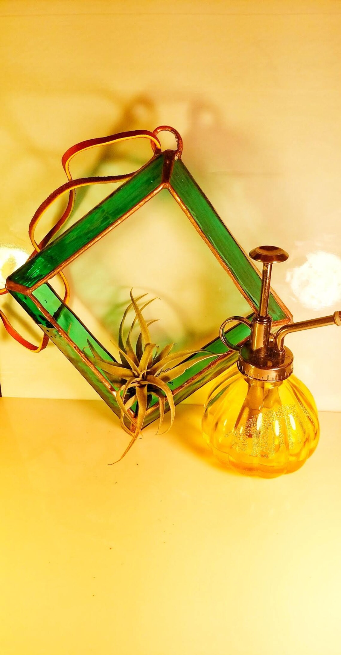 Air Plant Holder Hanging Stained Glass Etsy