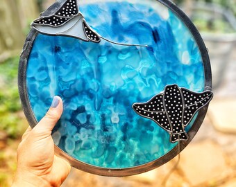 Sting Ray Suncatcher with Blue Glass