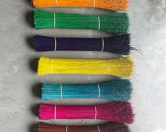 Dyed Broomcorn Hurl 1/2 lb Bundle | Broom Making Supplies | Broom Corn Straw for DIY Witch Brooms, Florals & Primitive Crafts