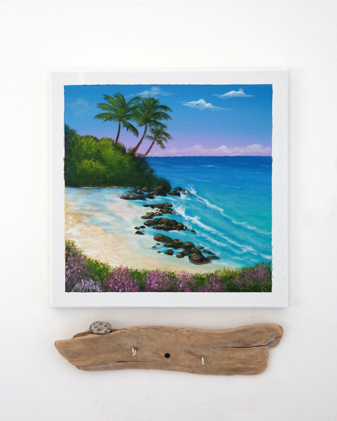 Tropical Beach Painting Wall Art on Canvas Etsy