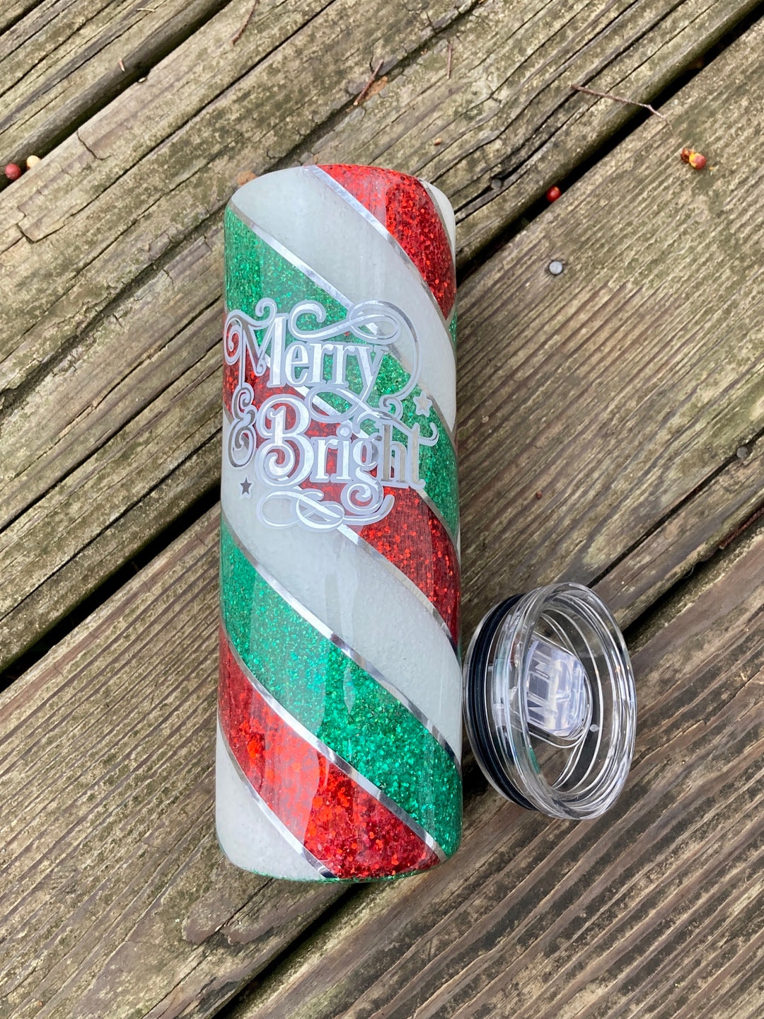 Christmas Herringbone Glitter Tumbler Etsy