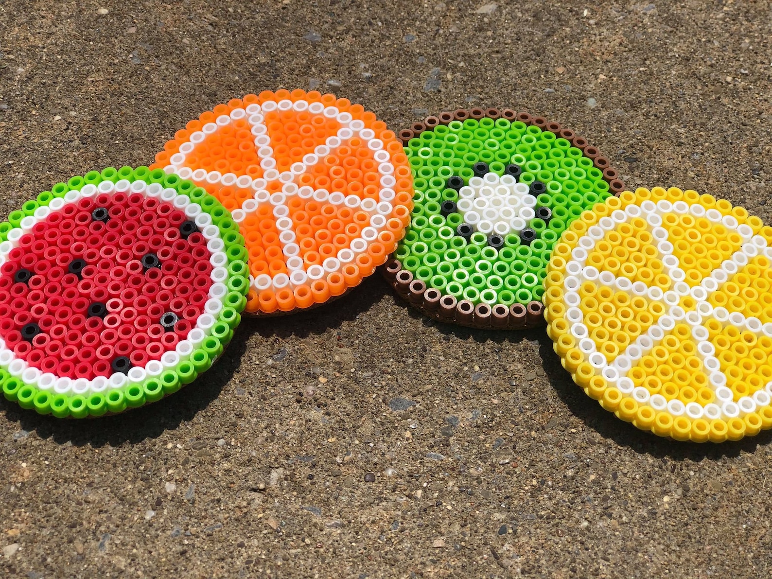 Fruit Perler Bead Coasters set of 4 | Etsy