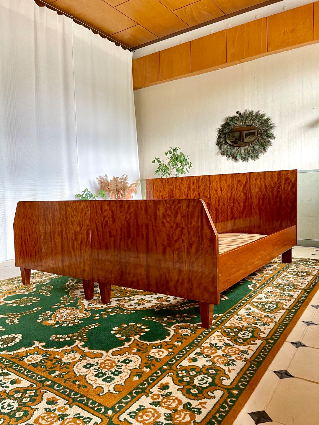 Vintage Bed Bed Frame 70s 60s Makoré Real Wood Veneer High Quality ...