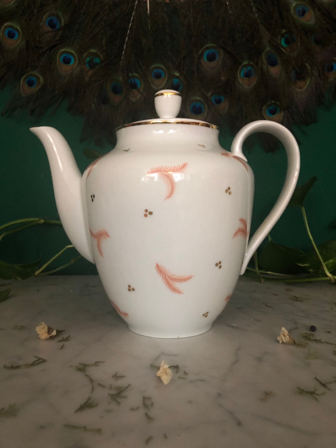 Vintage teapot tea service jug cups jug porcelain white floral Etsy