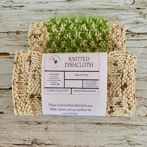 Hand Knitted Dish Cloths/ Cotton Dishcloth/ Eco Friendly Dishcloth/Green Kitchen Dishcloth/ Knitted Cloth/ Canadian Made Dishcloth/Kitchen