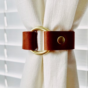 Curtain Ties, Curtain Tie Backs, tie backs, curtain holder, curtain hooks, curtain holdbacks, Leather curtain ties, MADE IN USA