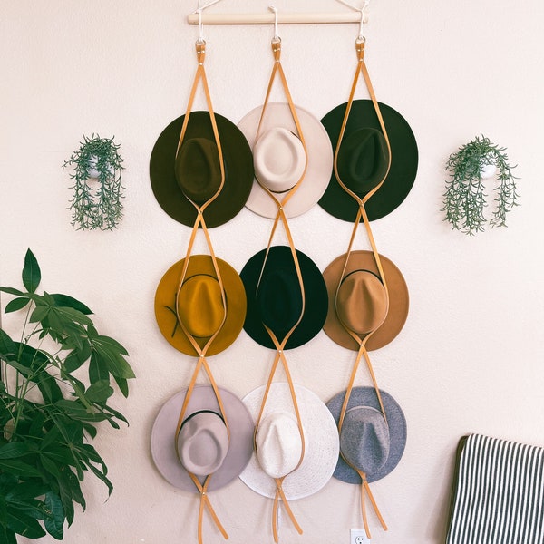 Hat Organizer, leather hat organizer, hat rack, hat organizer hanger, hat hanger, hat holder, hat organizer for wall, hat storage, USA MADE