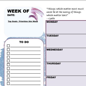 Lavender Chic DAILY/ WEEKLY PLANNER Printable Download pdf Productivity Time-Blocking