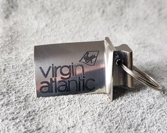 Virgin Atlantic Laser etched keyring Rolls Royce RB199 Turbine blade - Great Gift