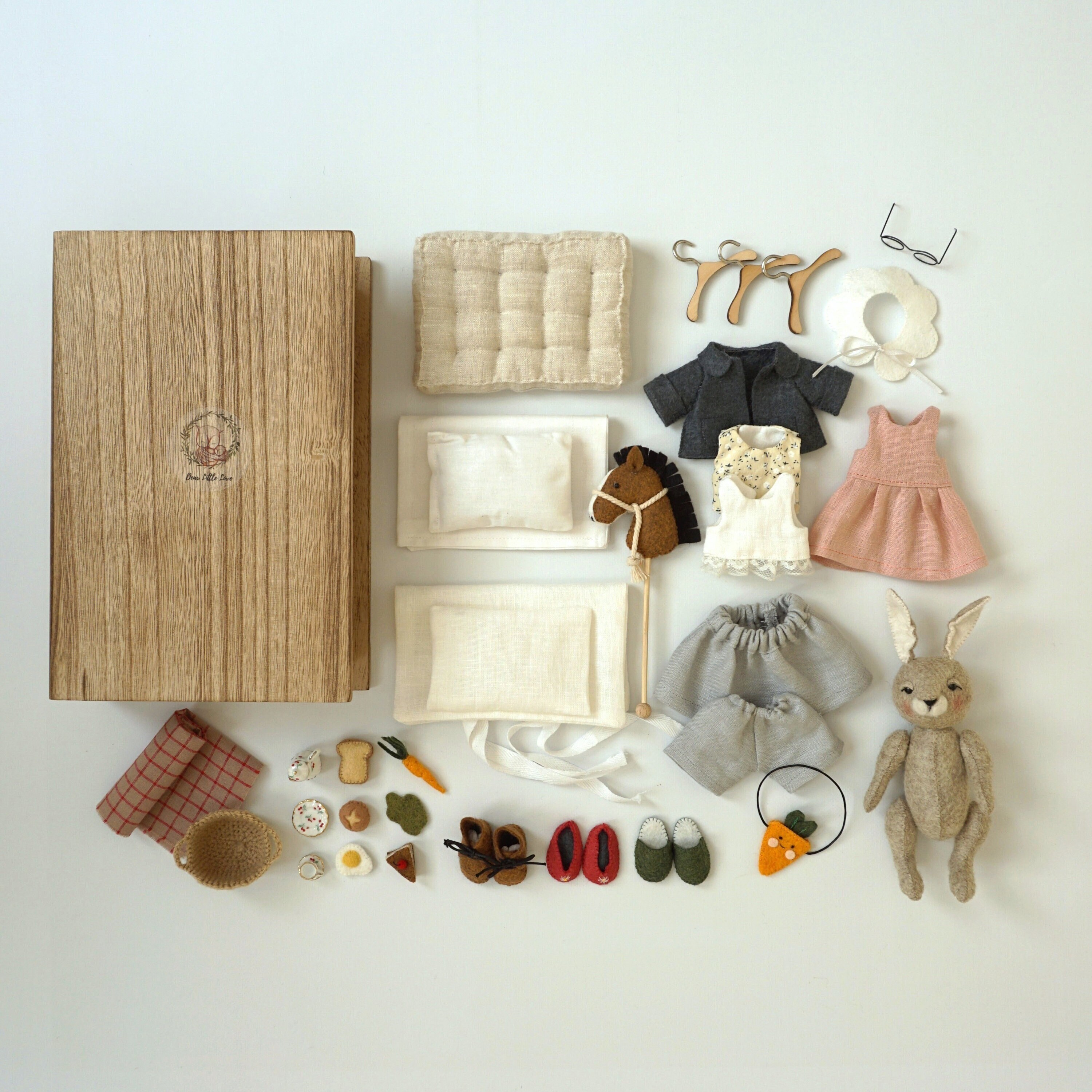 Collectible Rabbit Doll Set, Felt Rabbit Doll, Doll Set, Miniatures ...