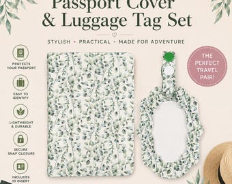 Botanical Passport Cover & Luggage Tag Set | Matching Travel Accessories |  Passport Holder | Cruise Travel Gift | Vacation Essentials