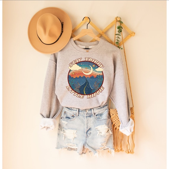Stay Trippy Little Hippie Distressed Unisex Sweatshirt - Etsy