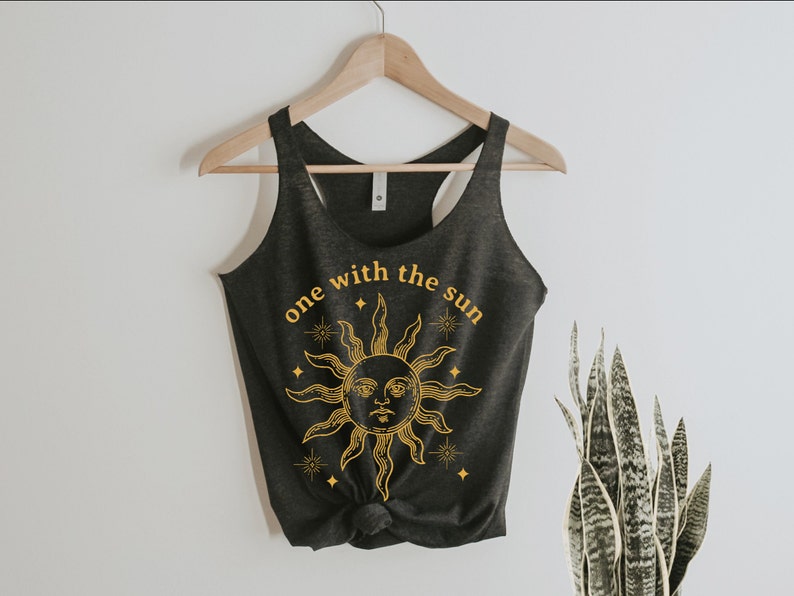 One With The Sun Tank | Hippie Clothes | Hippie Shirt | Boho Shirt | Hippie Gifts | Hippy Clothes | Distressed Women's Racerback Tank 