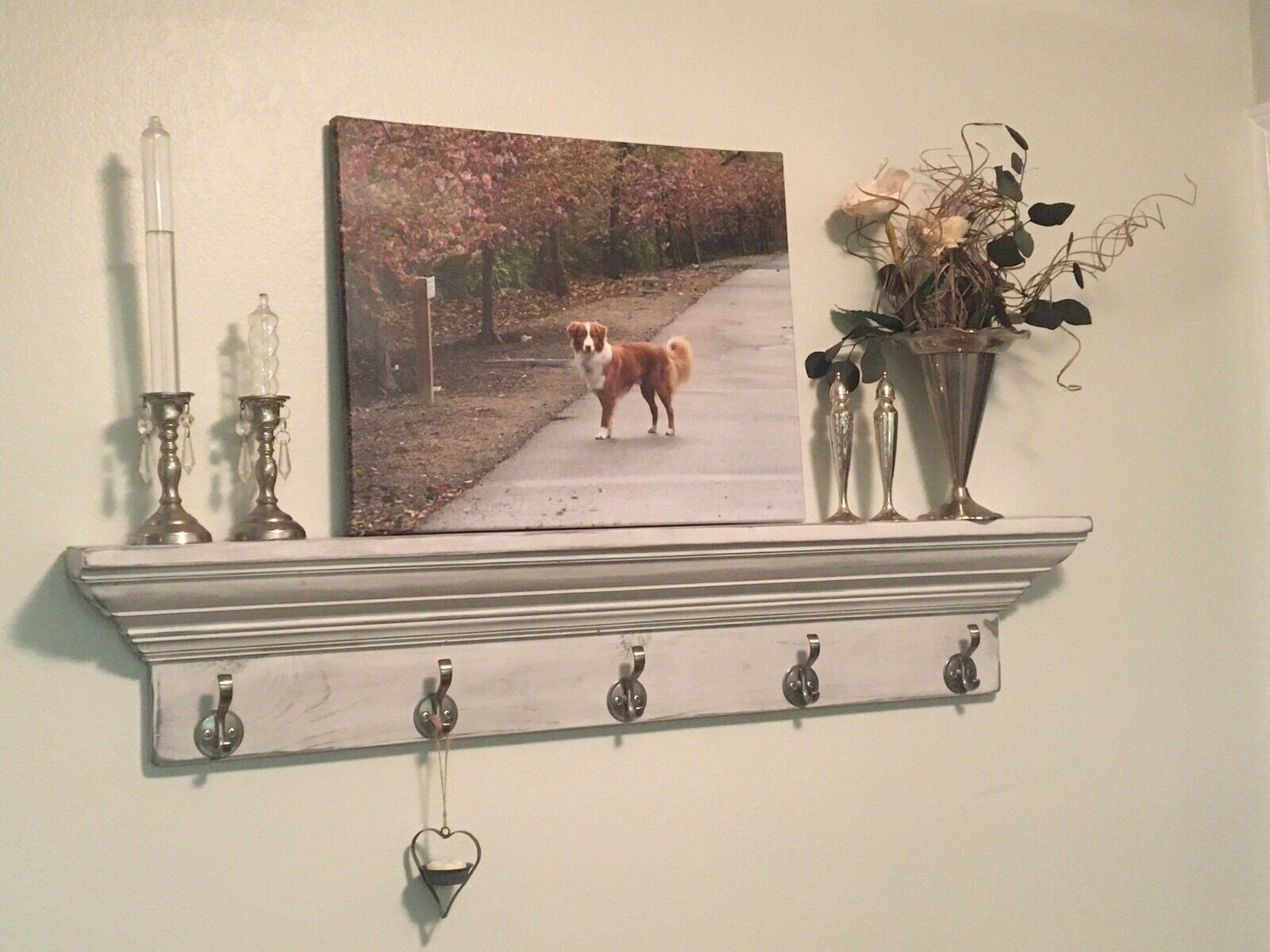 35 Mantel Shelf With Hooks Crown Molding Shelf Etsy