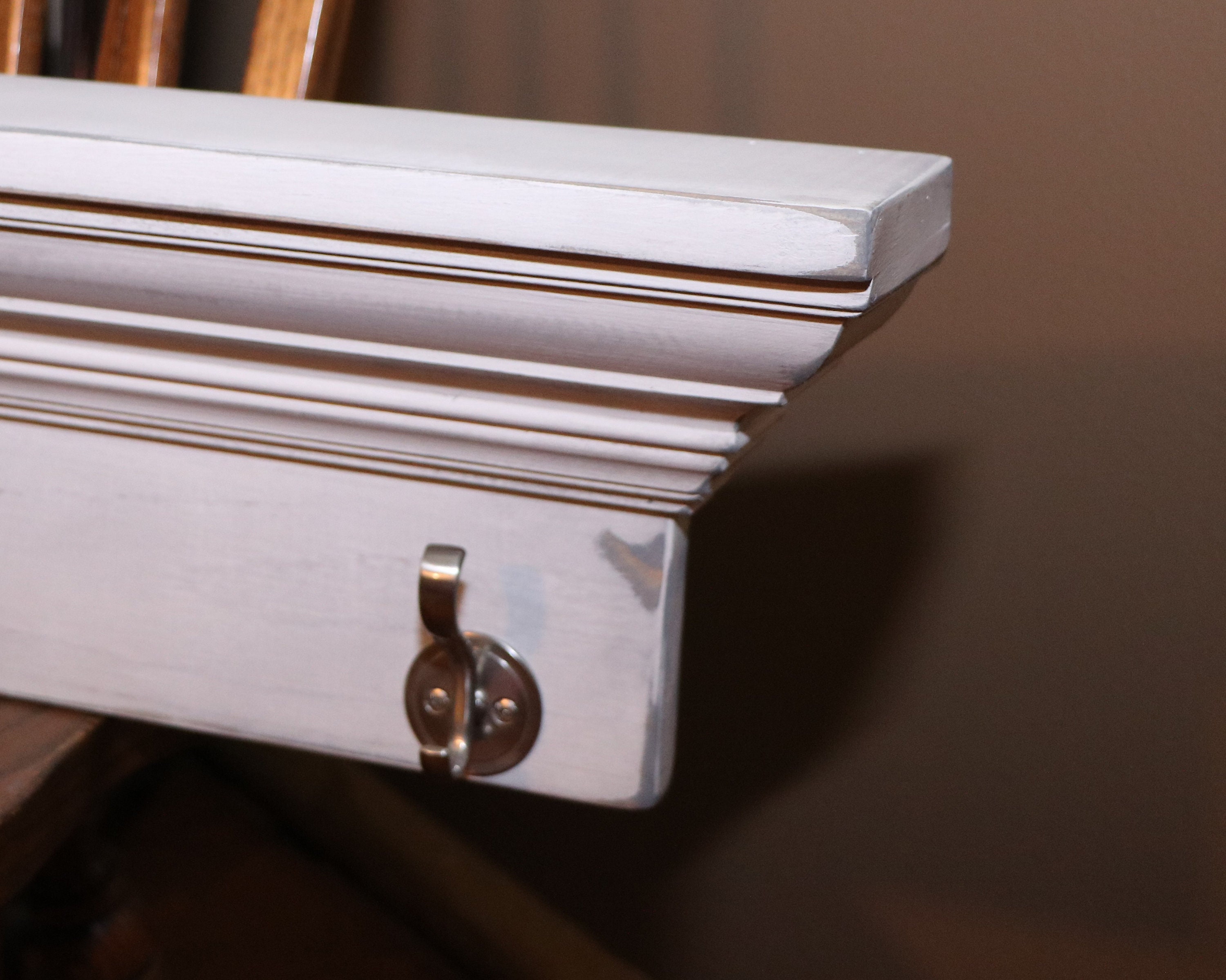 35 Mantel Shelf With Hooks Crown Molding Shelf Etsy