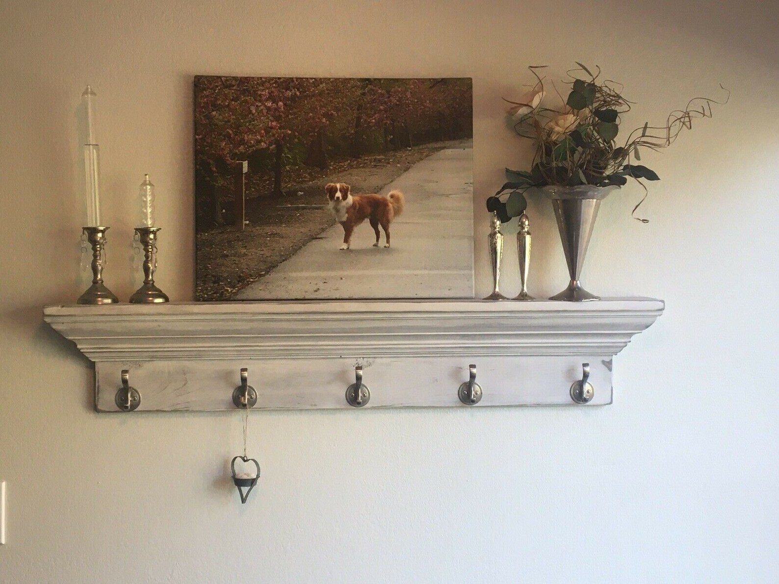 35 Mantel Shelf With Hooks Crown Molding Shelf Etsy