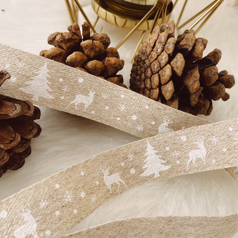 Christmas Gift Wrap Gift Ribbon Christmas Ribbon White Etsy