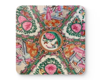 Vintage Floral Rose Medallion Coasters Set of 4 | Hardboard Coasters