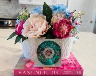 4x4 Acrylic Art Framed Print: Bok Choy Pattern Chinoiserie, Grand Millennial