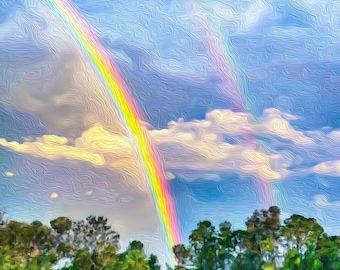 Digital Print of a Double Rainbow in the country