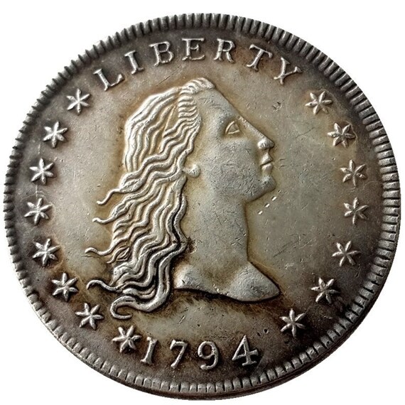 Us 1794 Flowing Hair Dollar Silver Plated Coin Etsy