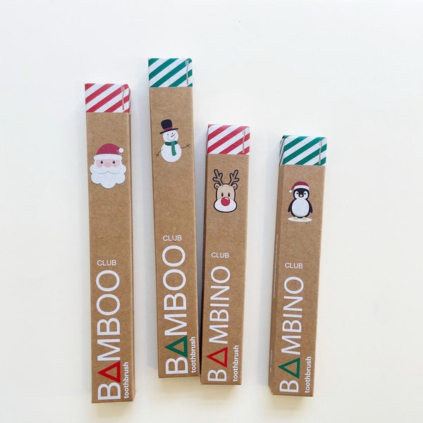 Christmas Bamboo Toothbrush Kid & Adults - Stocking Filler- Christmas Eve Box - in the UK