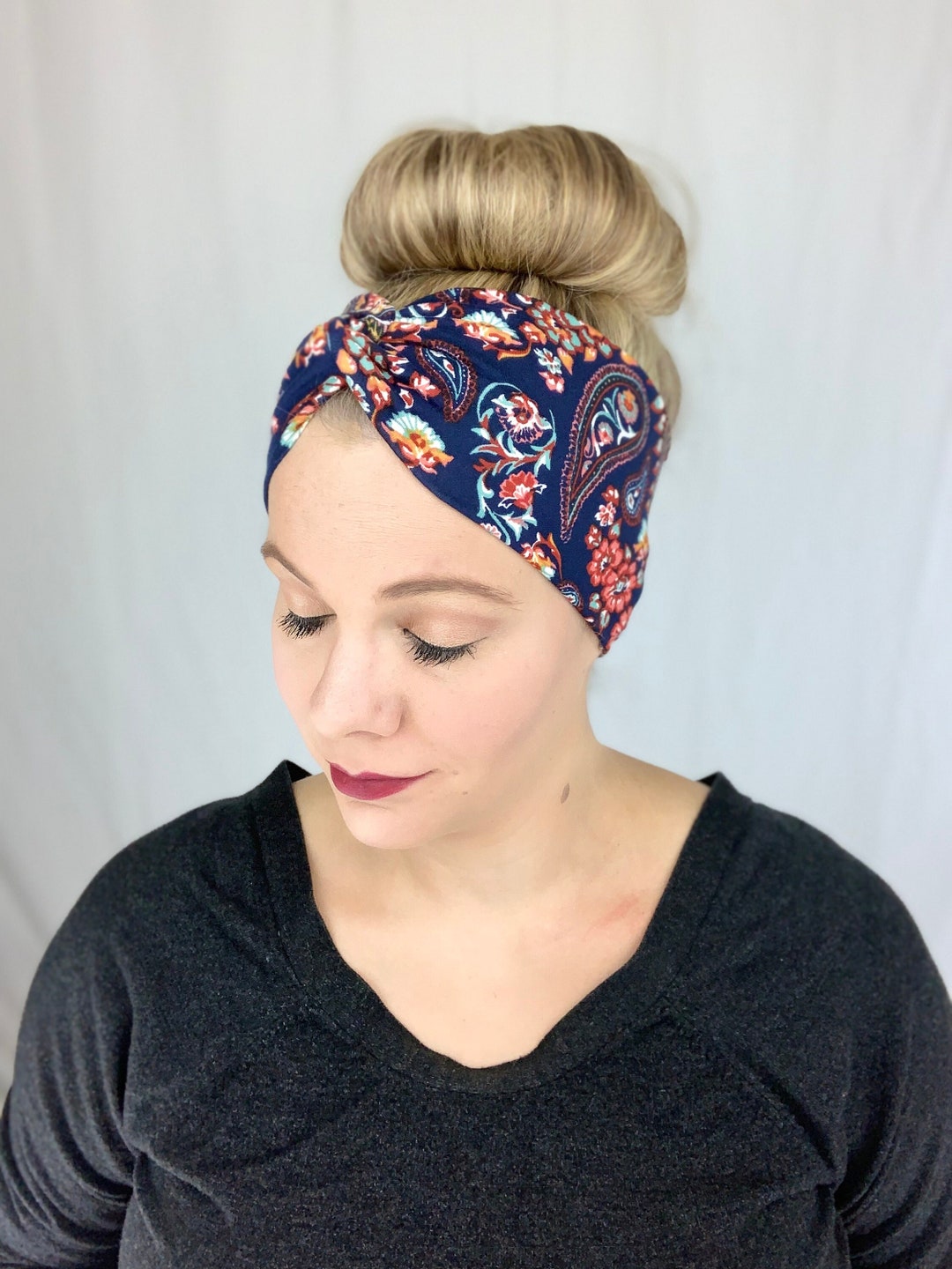 Paisley Boho Turban Headband Wide Twisted Headband Etsy