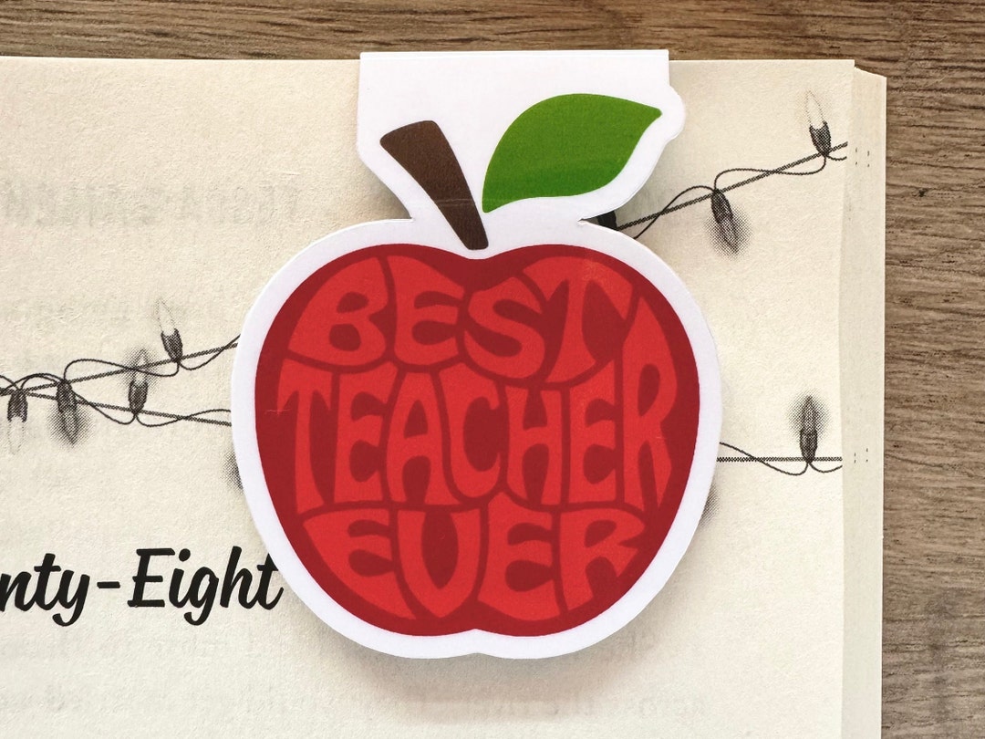 Best Teacher Ever Magnetic Bookmark Apple Design Teacher Appreciation ...