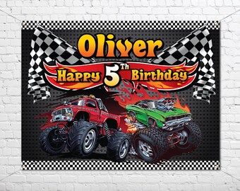 Monster Truck Birthday Backdrop