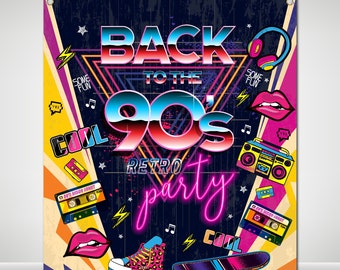 Back to the 90s Retro Birthday Backdrop