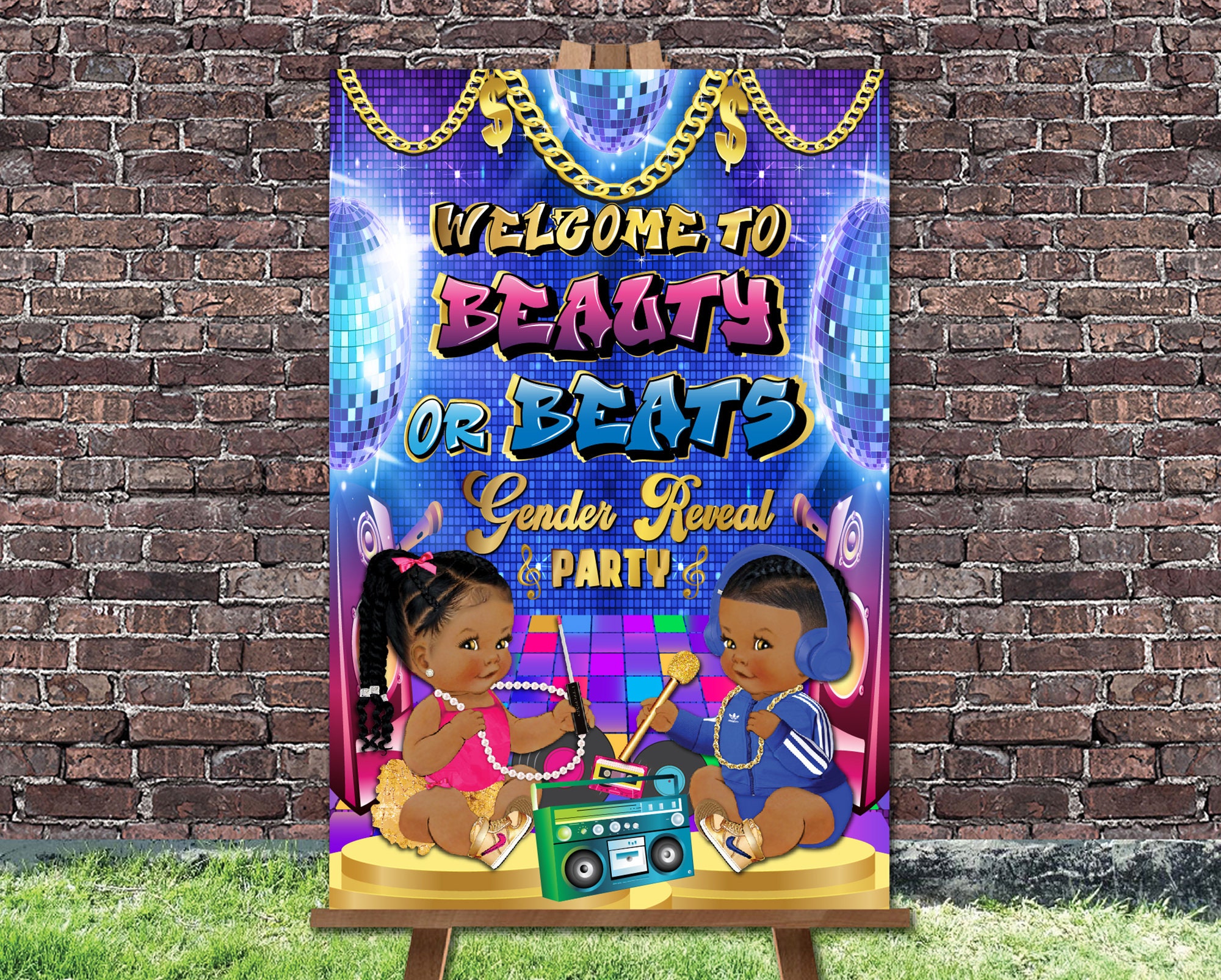 Beauty or Beats Gender Reveal Sign Hip Hop Gender Etsy UK