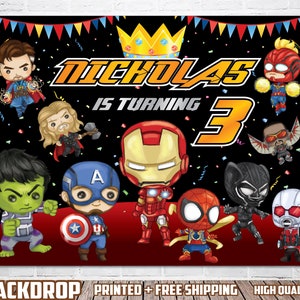 Super Heroes Black Backdrop