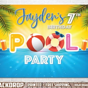 Summer Pool Party Birthday Backdrop
