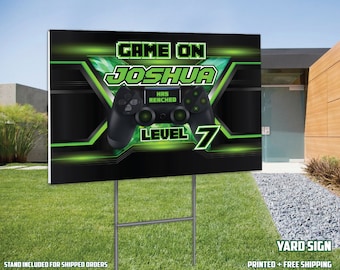 Video Game Birthday Yard Sign Green